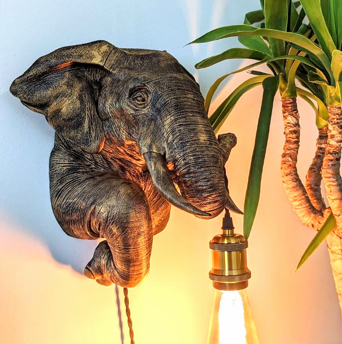 Elephant Wall Light – Majestic Elephant Head & Bust Sconce for Boho, Safari, or Cultural Decor – A Bold and Artistic Wall Accent