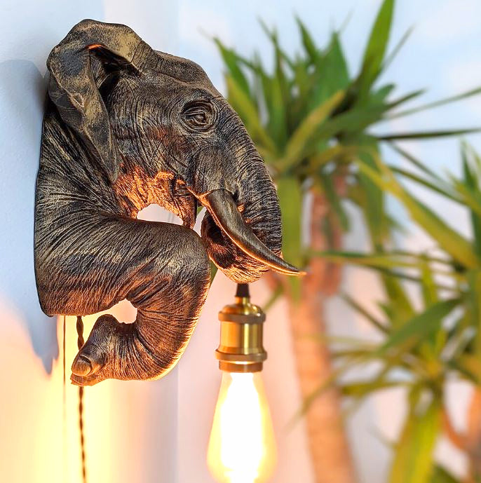 Elephant Wall Light – Majestic Elephant Head & Bust Sconce for Boho, Safari, or Cultural Decor – A Bold and Artistic Wall Accent