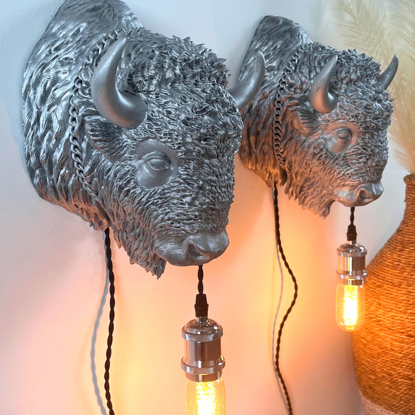 Bison Wall Light – Rugged and Powerful Bison Head & Bust Sconce for Cabins, Western Decor, Rustic Homes, or Statement Lighting