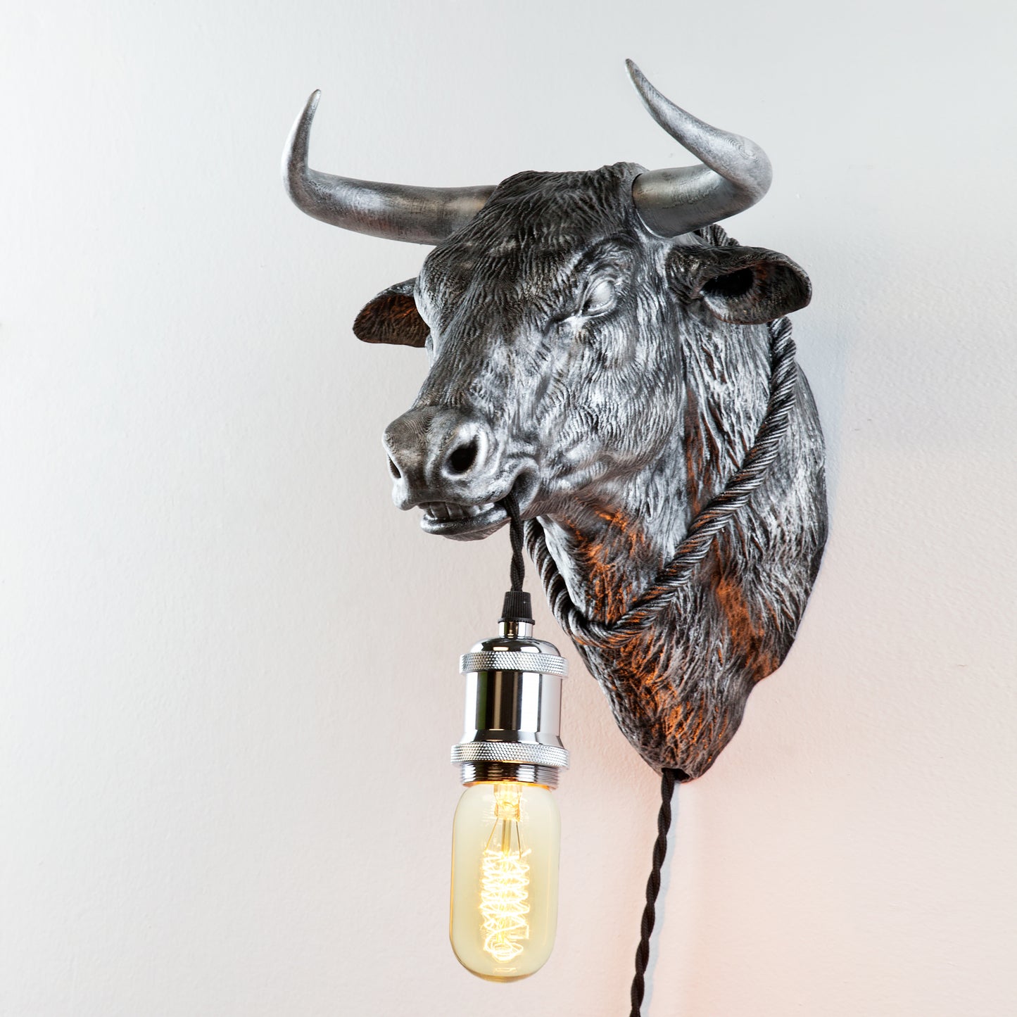Rustic Bull Wall Sconce - Bold Head Light for Steakhouse, Bar, Powerful Decor