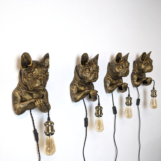 French Bulldog Wall Light - Cute Dog Head Lamp for Pet Lovers, Unique Night Light Decor