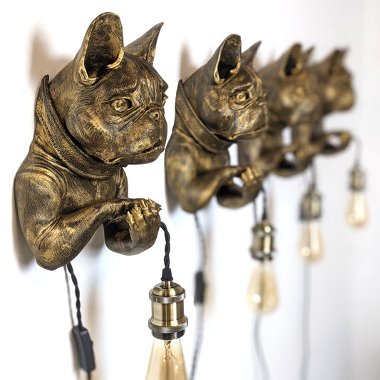 French Bulldog Wall Light - Cute Dog Head Lamp for Pet Lovers, Unique Night Light Decor