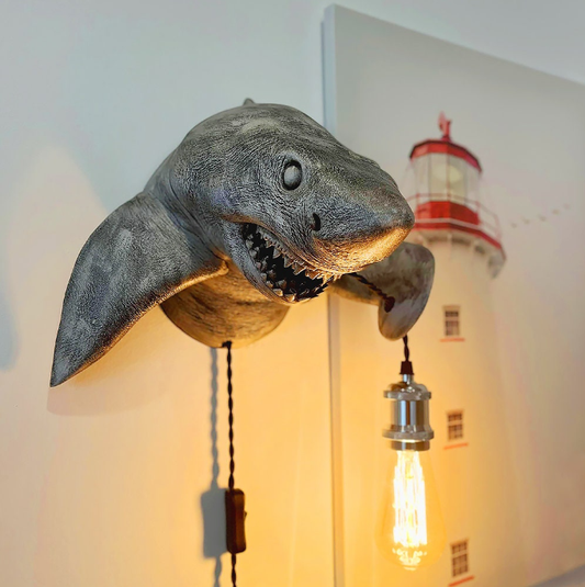 Shark Head Wall Light - Unique Fierce Sconce for Ocean Decor, Beach House, Bar Lighting