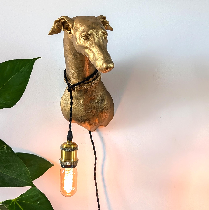Greyhound Wall Light – Sleek and Elegant Greyhound Head & Bust Sconce for Dog Lovers, Modern Interiors, or Artistic Wall Decor