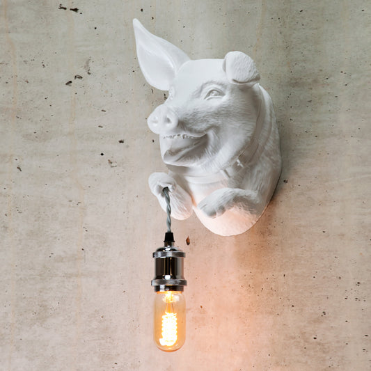 Farmhouse Pig Wall Light - Whimsical Pig Head Sconce for Kids Room, Restaurant, Unique Playful Decor